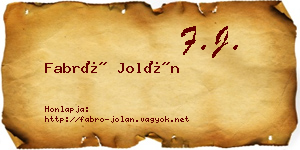Fabró Jolán névjegykártya